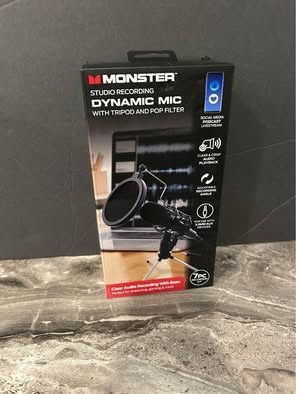 new sealed monster studio mic with tripod and pop filter