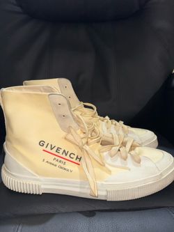 Givenchy Mens Off-White Tennis Ligh Canvas Logo High-Top Sneakers sz 46 us 13