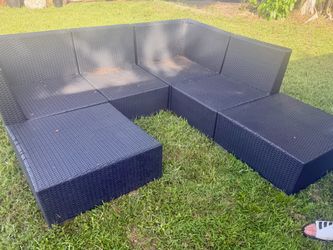 Black Wicker Outdoor Sectional Sofa Set