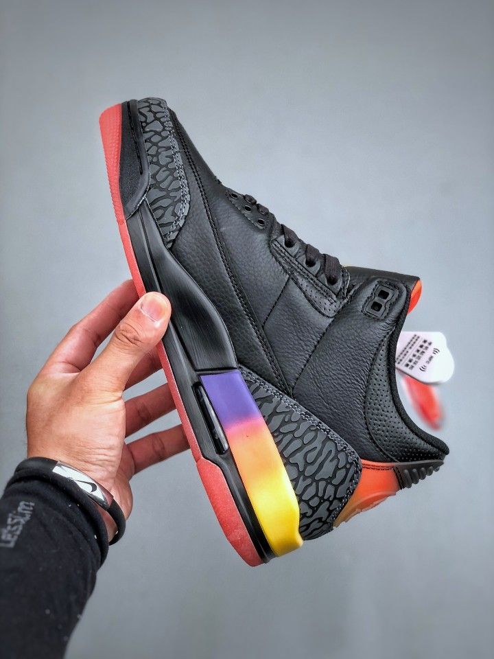 NikeAir Jordan Retro co branded gradient black rainbow smiley