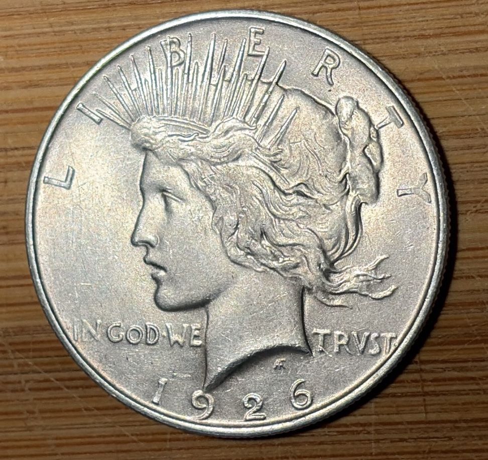 GORGEOUS 1926-D 90% SILVER PEACE DOLLAR! 100 YEAR OLD COIN!!