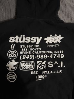 Stussy Black Graphic Design Zip Up Hoodie