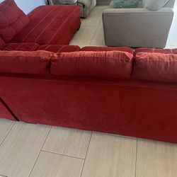 L Shaped Red Shaped Couch