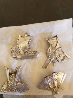 950 Kuchigoro Uyeda Sterling Silver vintage set of 4 placecard holders for formal dining