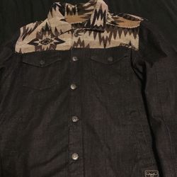 Mens Aztec Western Denim Jacket