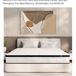 Like New Full Size 12 in. Memory Foam CertiPUR-US Mattress with Bed Frame 