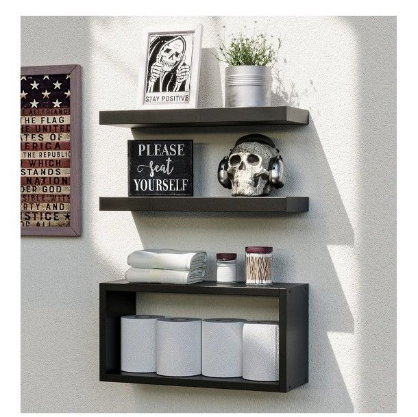 Floating Shelves Set of 3, Black