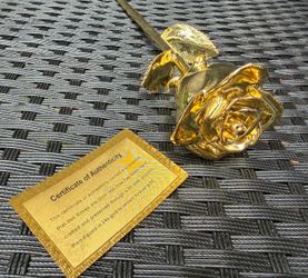 Vintage 24K Gold-Dipped Real Rose 11.5” with Certificate & Original Box