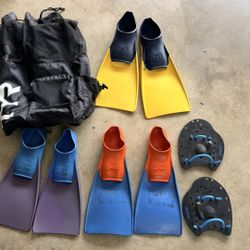 Swim Training Gear Set – Fins + Hand Paddles + Bag (Great Condition)