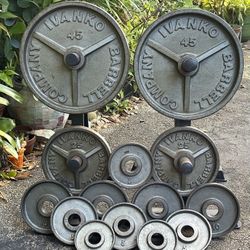 SET OF CLASSIC IVANKO OLYMPIC PLATES  (PAIRS OF )  :  45s  25s  2.5s  &  (4)  10s  (4)  5s