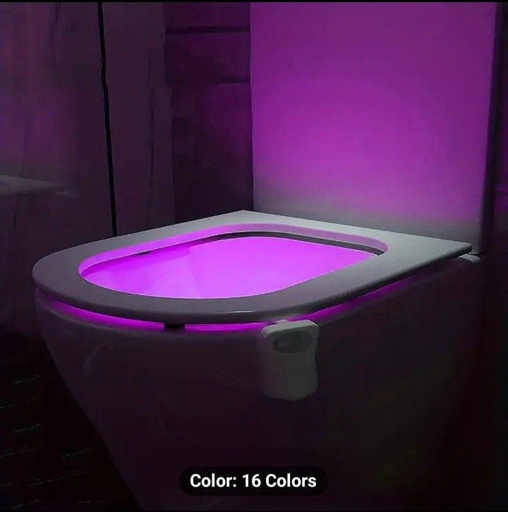 Two 16 Colors Human Motion Sensor Toilet Seat Light Inside Toilet. Bathroom Night Light. Great Gift $14.99