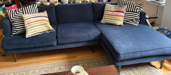 Joybird Midcentury Modern Sectional Sofa in Navy