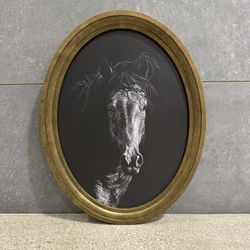Oval horse Artwork, Southwestern Western 12.99x16.93”