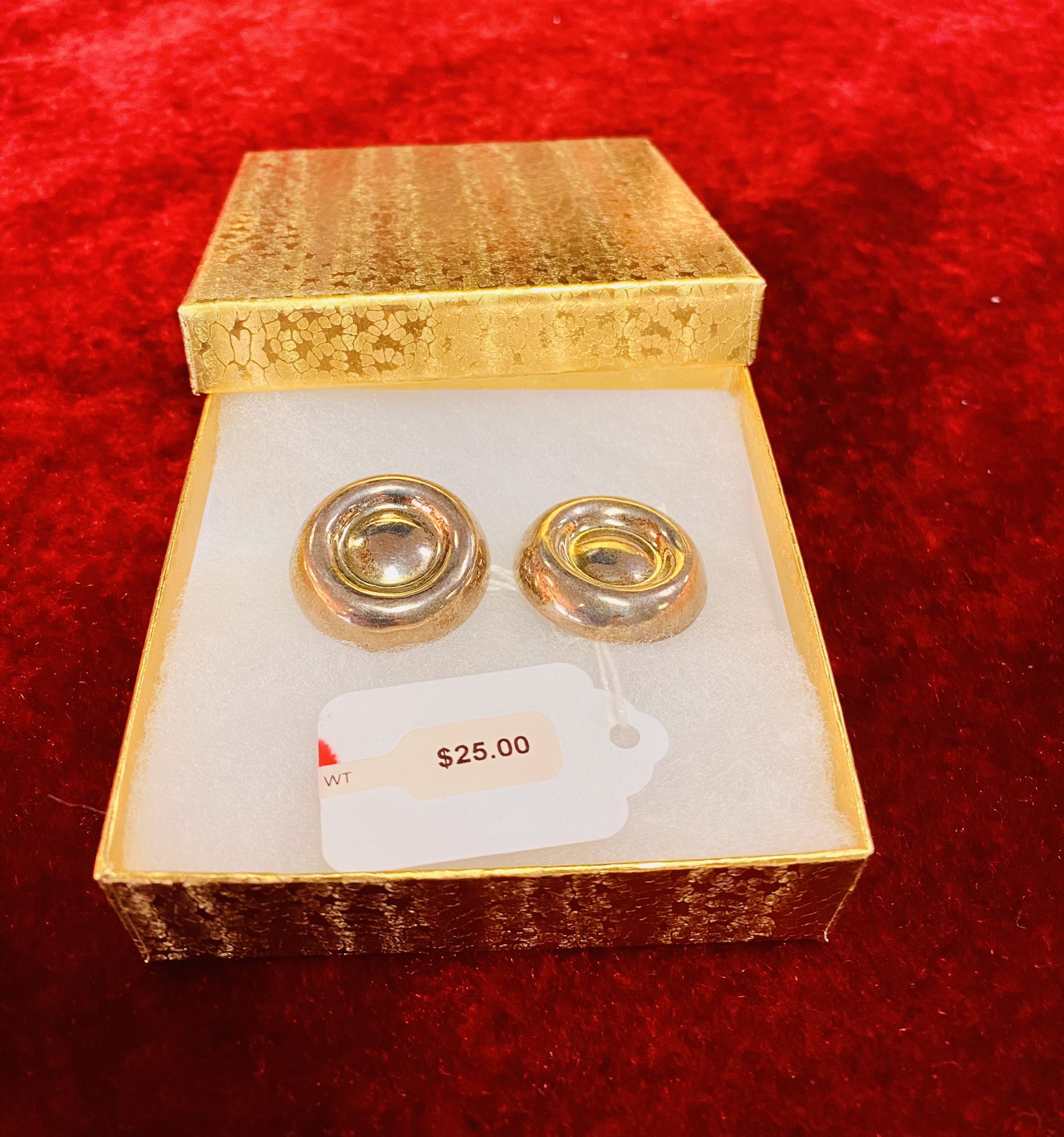 Set Of Big Silver Earrings In Gift Box Included