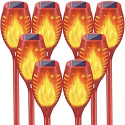 8pack Solar Lights Outdoor Waterproof, Mini Solar Torch Lights for Outdoor Decor, LED Flickering Flames Solar Garden Decor for Outside, Solar Powered 
