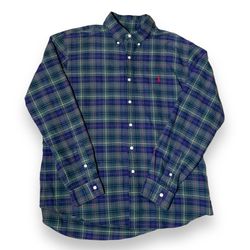 Ralph Lauren Classic Fit Blue Plaid Long Sleeve Button Down Shirt Men’s Size XL
