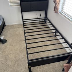 Twin Bed With Charging Station and LED Lights