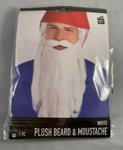 White Plush Beard & Moustache Gnome Costume Set