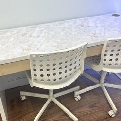 IKEA Long DESK w/2 Swivel Chairs