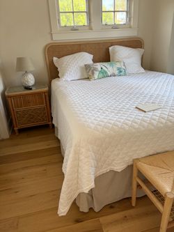 King Rattan Cane Bed Frame with Matress