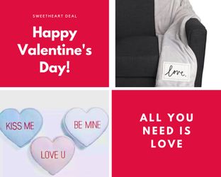 Rae Dunn Plush Throw Blanket & Heart Pillows Valentine’s Day