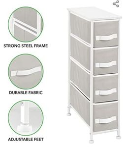 mDesign Modern 4 Drawer Tall Storage Tower Organizer Nightstand, Side/End Table Narrow Wardrobe Accessory Cabinet, for Bathroom, Closet, Living Room, 
