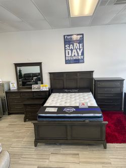 Lindex Queen Bedframe, dresser, and mirror only $599