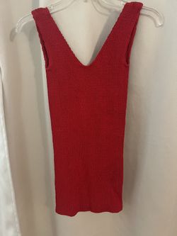 Red Stretchy Disco Dress, Sz Small-Vintage