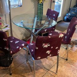Glass Dinning Table And 4 Chairs - Moving 