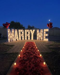 Marriage proposal set up