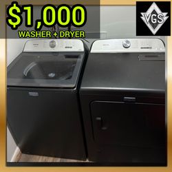 Maytag Washer Dryer Set Black Top Load Washer Electric Dryer Used