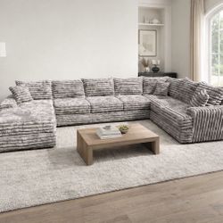 Brand New Comfy Two Tone Corduroy Sectional Set 