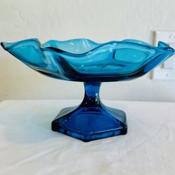 vintage viking glass compote bluenique