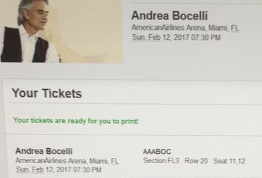 Andrea bocelli concert tickets