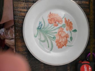 Hand-Painted Floral Ceramic Decorative Plate