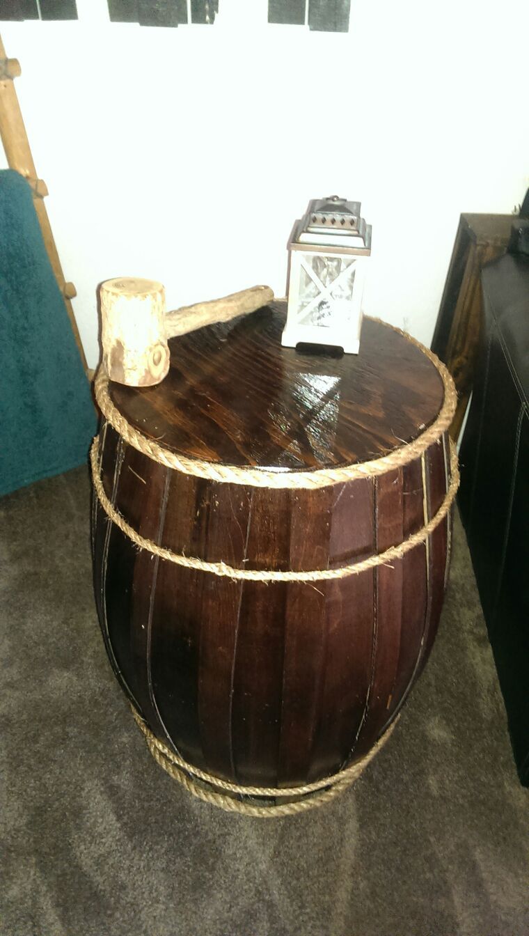 Whiskey barrel end table