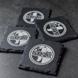 Slate Coasters Set of 4 | Laser Engraved Decor | Kitchen Gift, Housewarming Barista Gift
