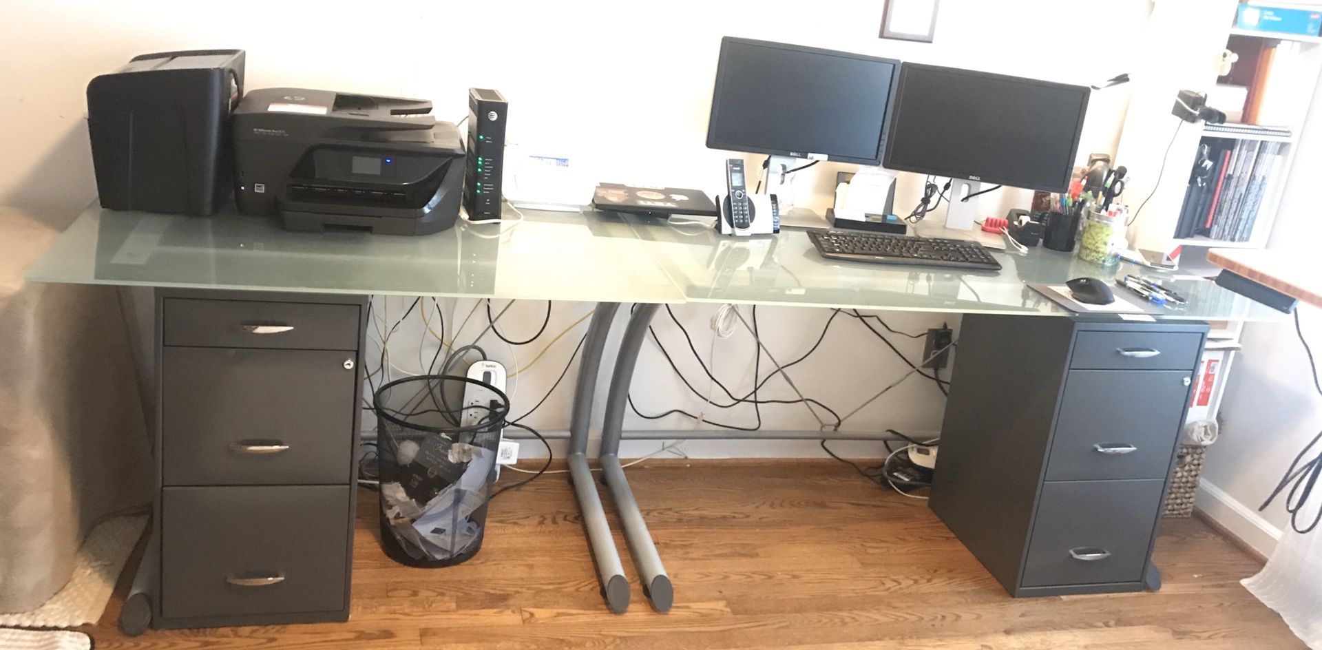 L Shape Glass Computer Desk