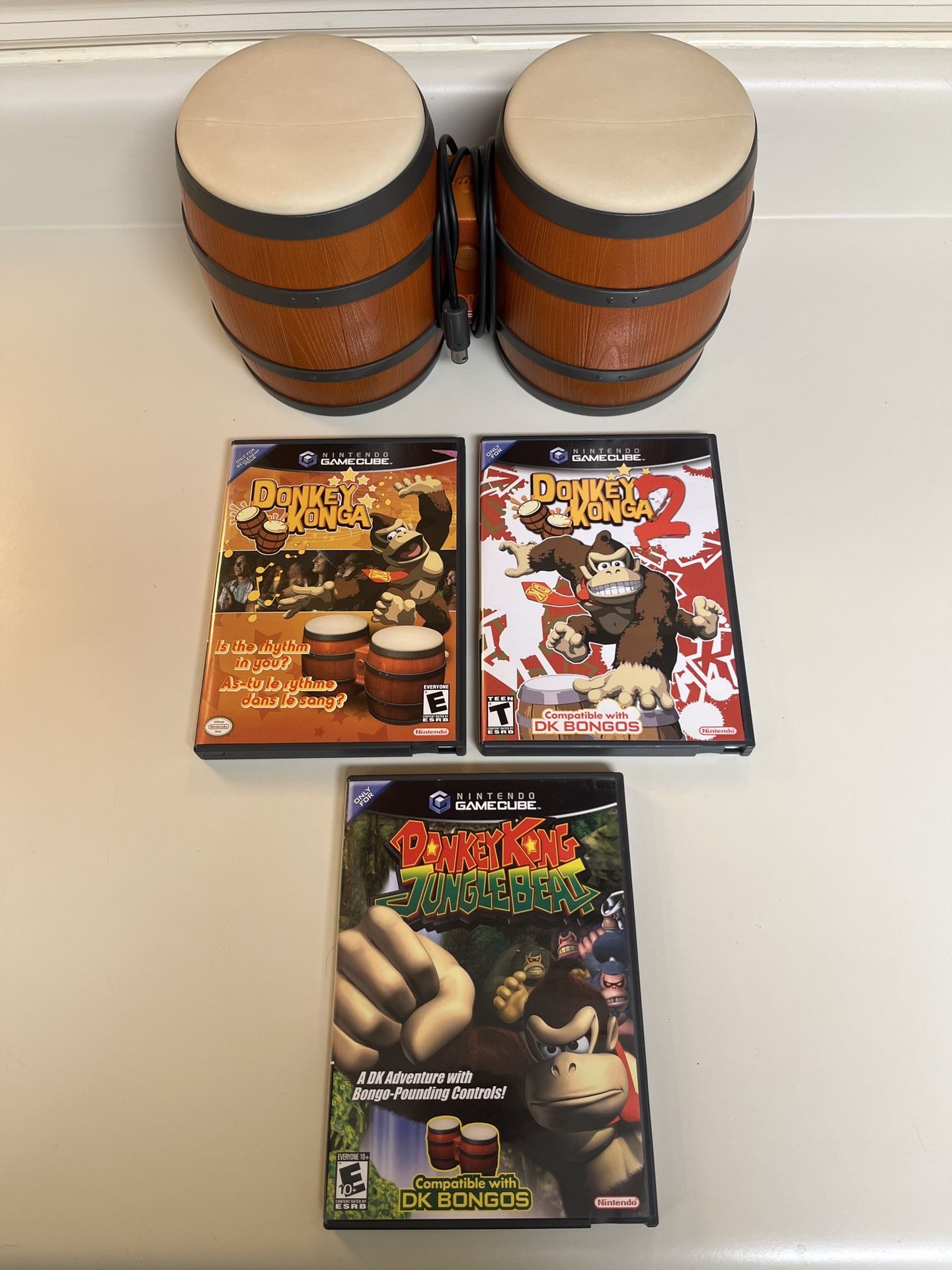Donkey King Bongo Bundle + Games + Manuals Nintendo GameCube Tested/WORKING