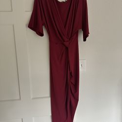 Red High Low V-Neck Dress