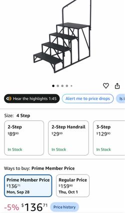 4-Step Metal Stairs with Handrail