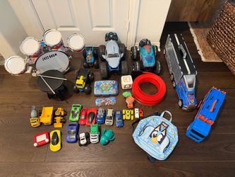 Large Kids Toy Lot – Cars, Trucks, Drums & More