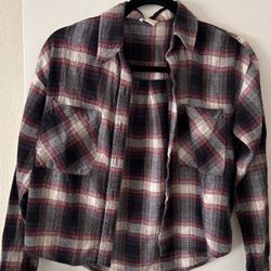 Women Crop Plaid Flannel Size Small 