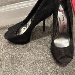 Black Lace Heels - High Stiletto 
