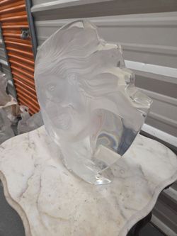 Clear Lucite Acrylic Female Face Sculpture