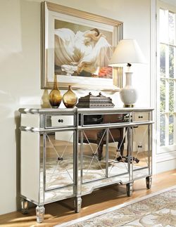 Silver Mirrored Sideboard Buffet Cabinet