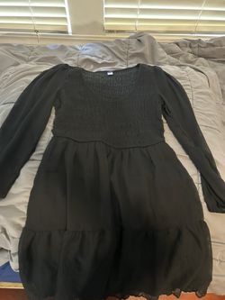 Old Navy Women’s Chiffon Long Sleeve Short Dress With Lining Medium Black 