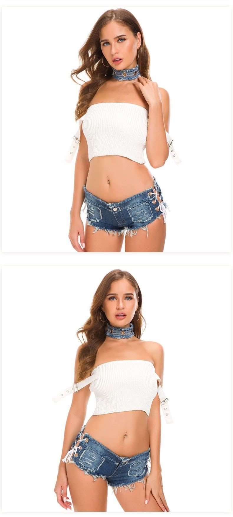 New Fashion Sexy Jeans Shorts Denim Mini Hot Pants Summer Short Women Low Waist Knotted Denim Mini Shorts Sexy Club Party Bikini Shorts