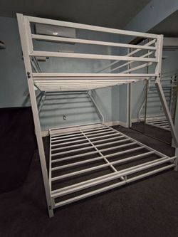 White metal bunk bed