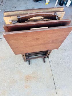 Wooden Folding TV Tray Tables with Stand